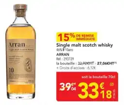 METRO ARRAN Single malt scotch whisky offre