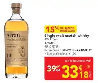 METRO ARRAN Single malt scotch whisky offre