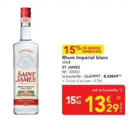 METRO ST JAMES Rhum Impérial blanc offre