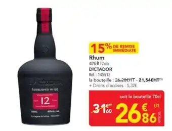 METRO DICTADOR Rhum offre