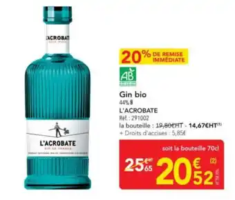 METRO L'ACROBATE Gin bio offre