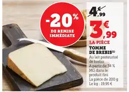 Hyper U Tomme de brebis offre