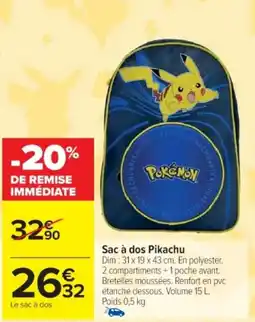 Cora x Carrefour Sac à dos Pikachu offre