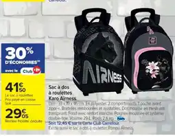 Cora x Carrefour AIRNESS Sac à dos à roulettes Karo offre