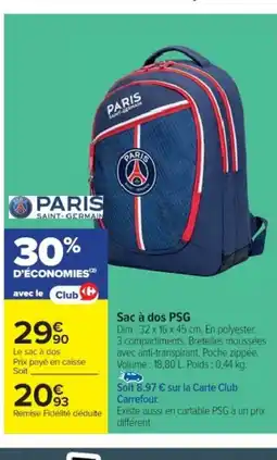 Cora x Carrefour Sac à dos PSG offre