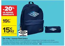 Cora x Carrefour Sac à dos + trousse Field Umbro offre