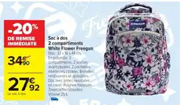Cora x Carrefour FREEGUN dos 2 compartiments White Flower offre