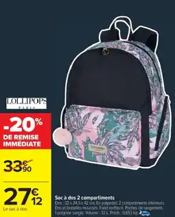 Cora x Carrefour Sac à dos 2 compartiments offre