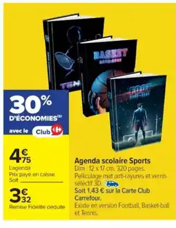 Cora x Carrefour Agenda scolaire Sports offre