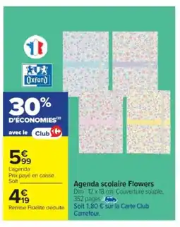 Cora x Carrefour Agenda scolaire Flowers offre