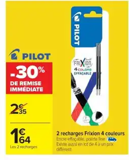 Cora x Carrefour PILOT 2 recharges Frixion 4 couleurs offre