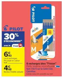 Cora x Carrefour PILOT 6 recharges bleu Frixion offre