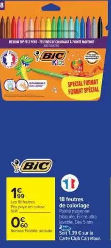 Cora x Carrefour BIC 18 feutres de coloriage offre
