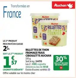 Auchan Supermarché AUCHAN Rillettes de thon fromage frais ciboulette offre