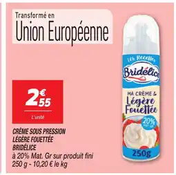 Netto BRIDÉLICE Crème sous pression légère fouettée offre