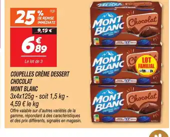 Netto MONT BLANC Coupelles crème dessert chocolat offre