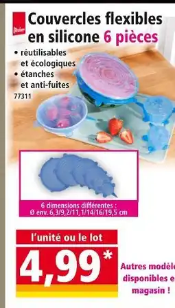 Norma Couvercles flexibles en silicone 6 pièces offre