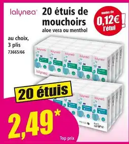 Norma 20 étuis de mouchoirs aloe vera ou menthol offre