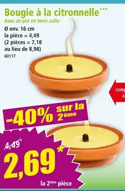 Norma Bougie à la citronnelle dans un pot en terre cuite offre