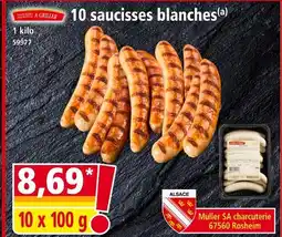 Norma 10 saucisses blanches offre