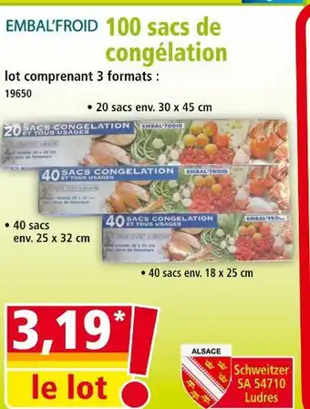 Norma EMBAL'FROID 100 sacs de congélation offre