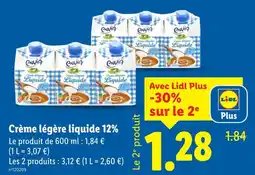 Lidl Envia Crème légère liquide 12% offre