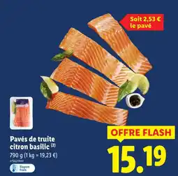 Lidl Pavés de truite citron basilic offre