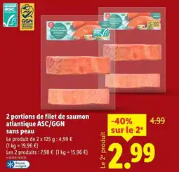 Lidl Filet de saumon atlantique ASC/GGN sans peau offre