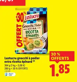 Lidl Lustucru Lustucru gnocchi à poêler extra ricotta épinards offre