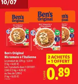 Lidl BEN'S ORIGINAL Riz tomate à l'Italienne offre