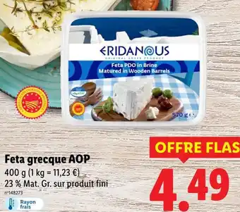 Lidl ERIDANOUS Feta grecque AOP offre