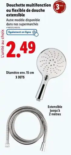 Lidl Douchette multifonction ou flexible de douche extensible offre