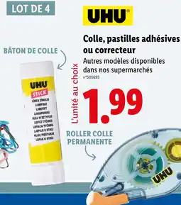 Lidl UHU Colle, pastilles adhésives ou correcteur offre