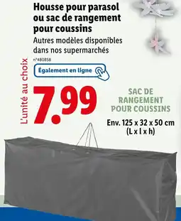 Lidl Housse pour parasol ou sac de rangement pour coussins offre