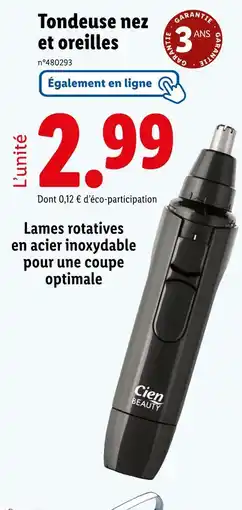 Lidl CIEN Tondeuse nez et oreilles offre