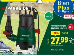 Lidl PARKSIDE Pompe immergée pour eaux chargées offre
