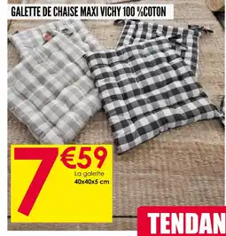 Décor Discount Galette de chaise maxi vichy 100 %coton offre