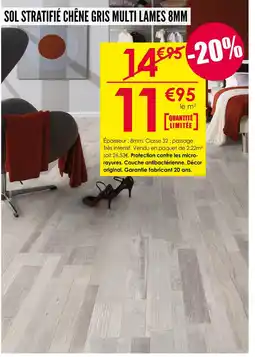 Décor Discount Sol stratifié chêne gris multi lames 8mm offre