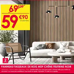 Décor Discount PANNEAU TASSEAUX DE BOIS MDF CHÊNE FEUTRINE NOIR offre
