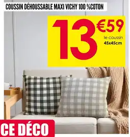 Décor Discount Coussin déhoussable maxi vichy 100% coton offre