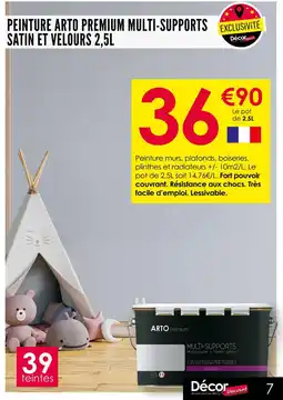 Décor Discount Peinture arto premium multi-supports satin et velours 2,5l offre