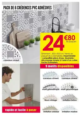 Décor Discount Pack de 6 crédences PVC adhésives offre