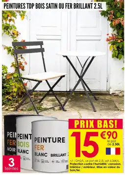 Décor Discount PEINTURES TDP BOIS SATIN OU FER BRILLANT 2.5L offre