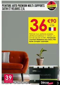 Décor Discount ARTO PEINTURE PREMIUM MULTI-SUPPORTS. SATIN ET VELOURS 2,5L offre