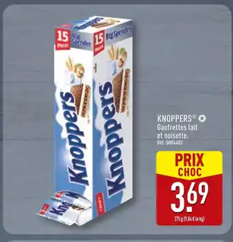ALDI KNOPPERS Gaufrettes lait et noisette offre