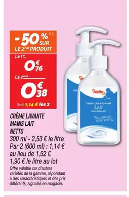 Netto NETTO Crème lavante mains lait offre