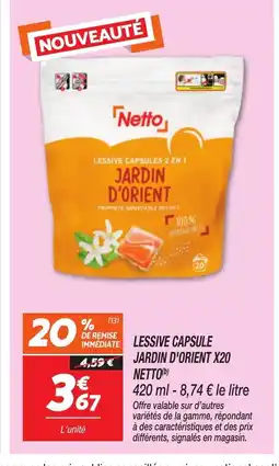 Netto NETTO Lessive capsule jardin d'orient x20 offre