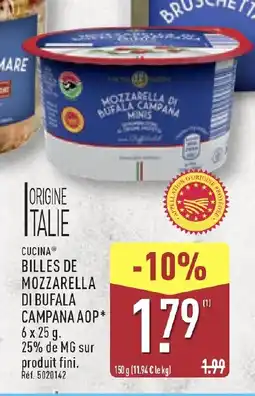 ALDI CUCINA Billes de mozzarella di bufala campana aop offre