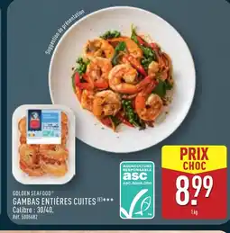 ALDI GOLDEN SEAFOOD Gambas entières cuites offre