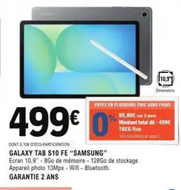 E.Leclerc GALAXY TAB S10 FE “SAMSUNG” offre